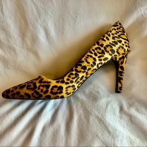 Pony skin leopard print heels. Size 8 RW and Co.